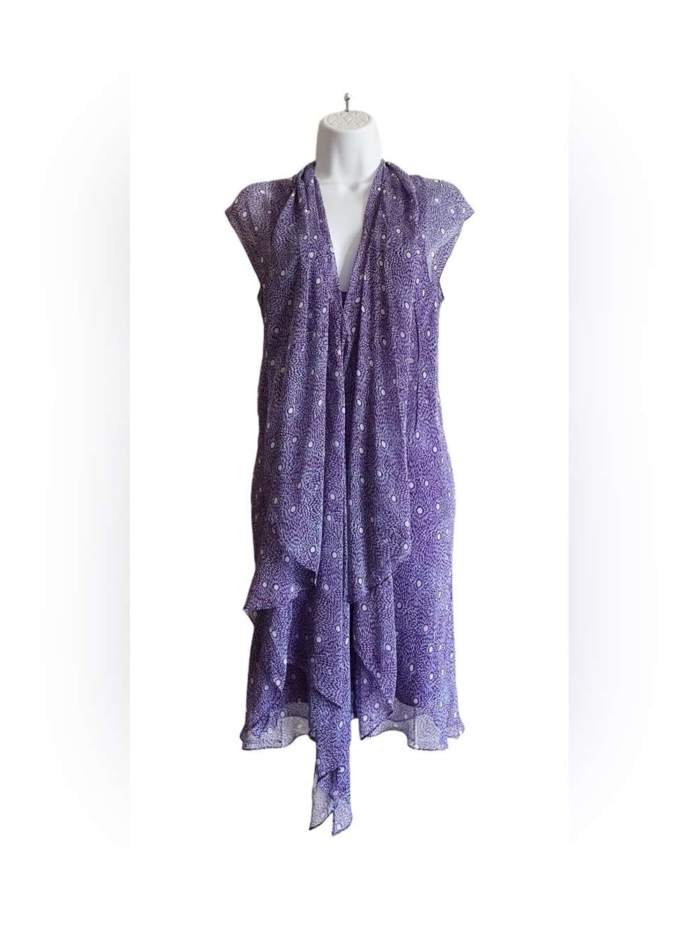 Diane Von Furstenberg Purple Printed Silk Sleeveless MIDI Dress